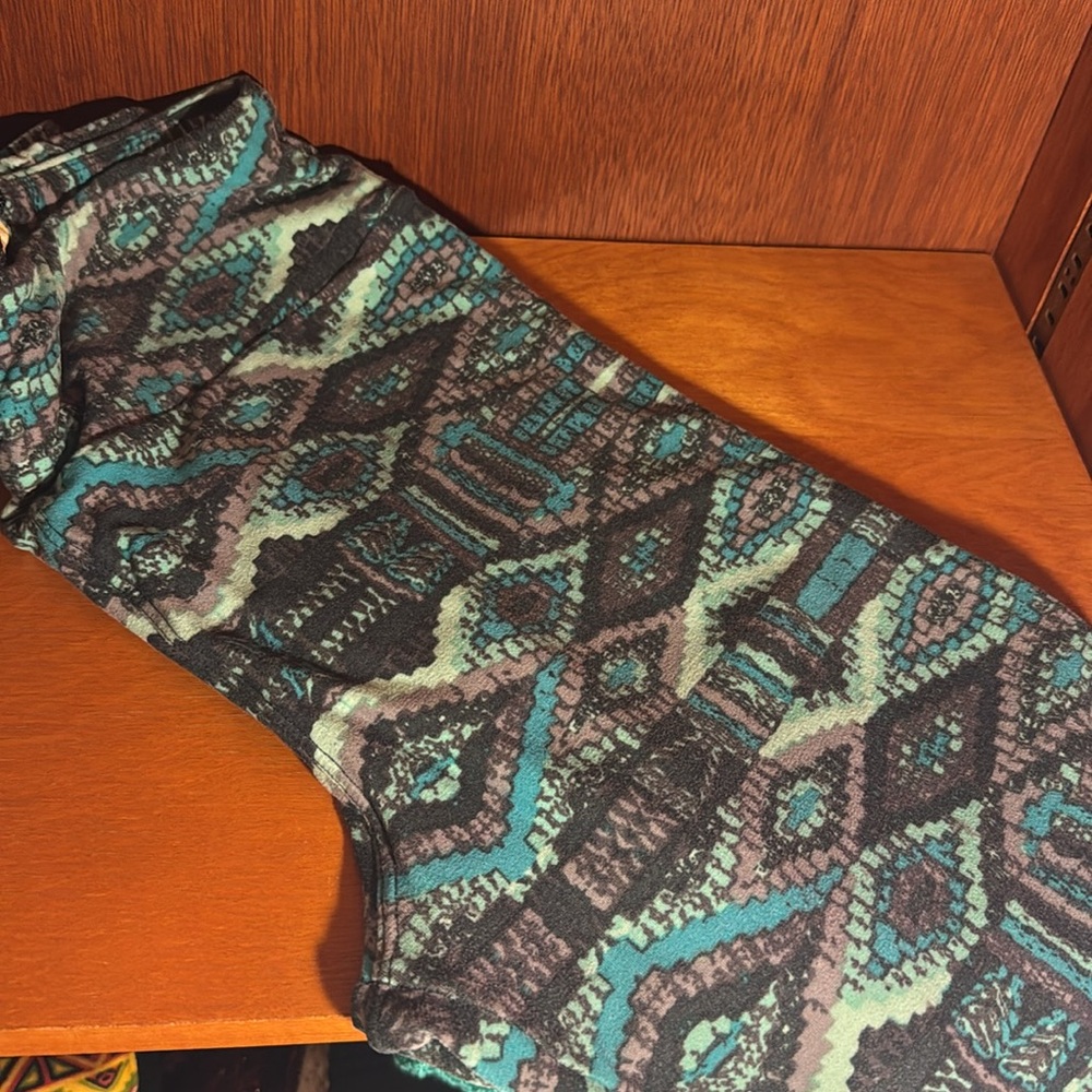 LULAROE ONE SIZE Leggings Turquoise TealBlue Gray Southwestern print med 3/$18